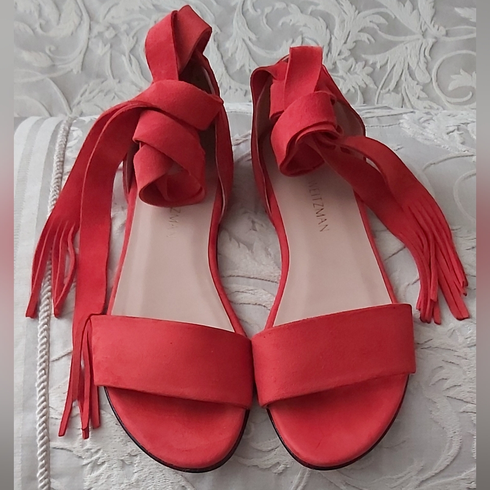 Stuart Weitzman Suede Ankle Strap Sandals